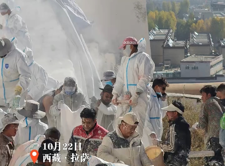 一年一度布达拉宫换“新衣”！布达拉宫粉刷