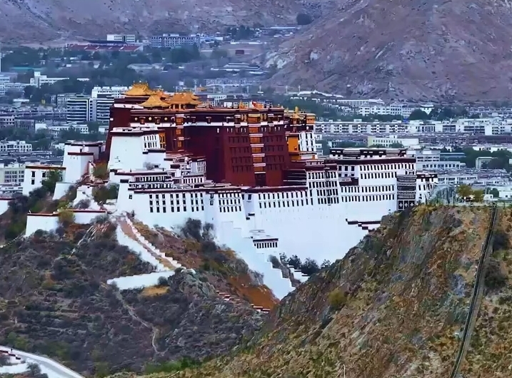 航拍拉萨，白昼黑夜双向氛围感