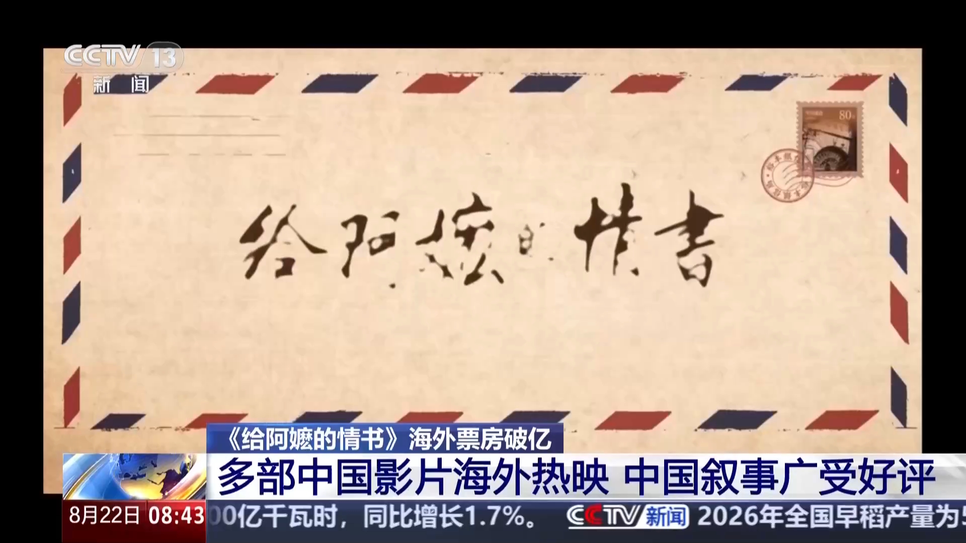 《给阿嬷的情书》海外票房破亿 多部国产影片海外热映