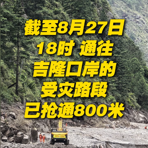 通往吉隆口岸的受灾路段已抢通800米