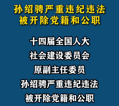孙绍骋严重违纪违法被开除党籍和公职